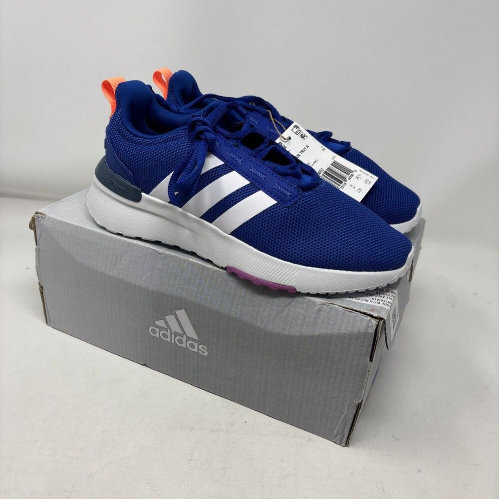 Adidas Racer TR21K Kids Blue White Orange Running Sneakers Shoes Size 4.5